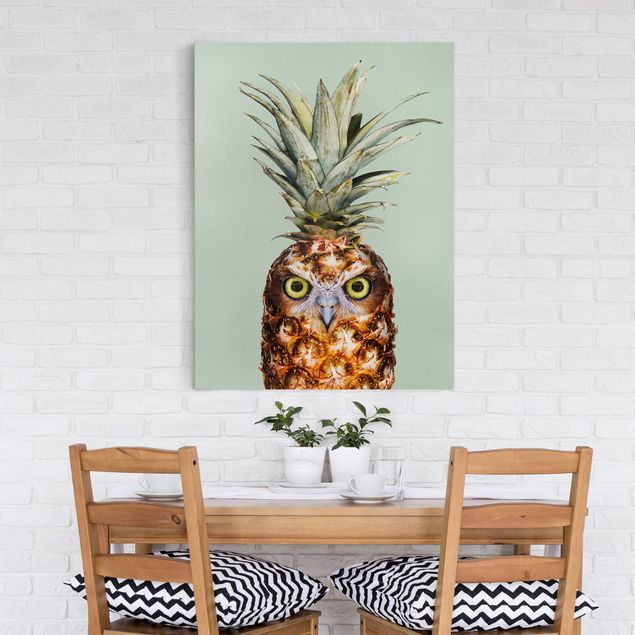 Kunstdruck Leinwand Ananas mit Eule