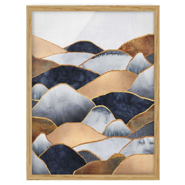 Landschaftsbilder mit Rahmen Goldene Berge Aquarell