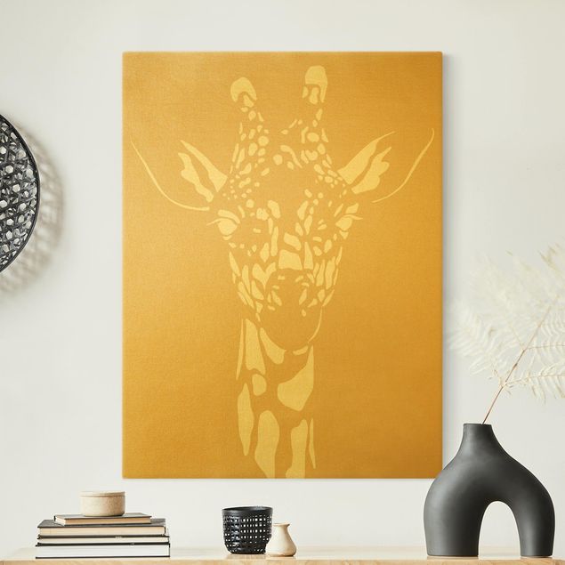 Wandbilder Modern Safari Tiere - Portrait Giraffe Beige