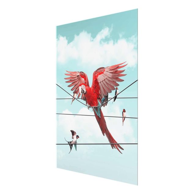 Wandbilder Rot Himmel mit Vögeln