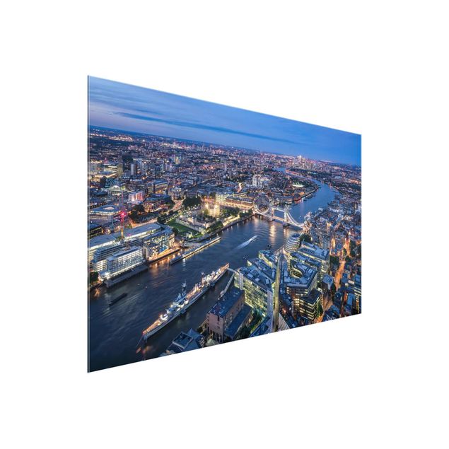 Glasbild Skyline Nachts in London