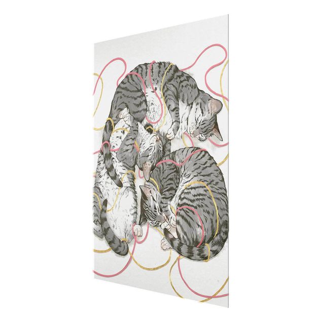 Wandbilder Modern Illustration Graue Katzen Malerei