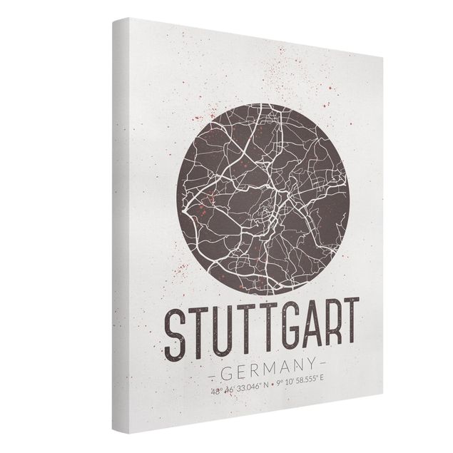 Wandbilder Weltkarten Stadtplan Stuttgart - Retro