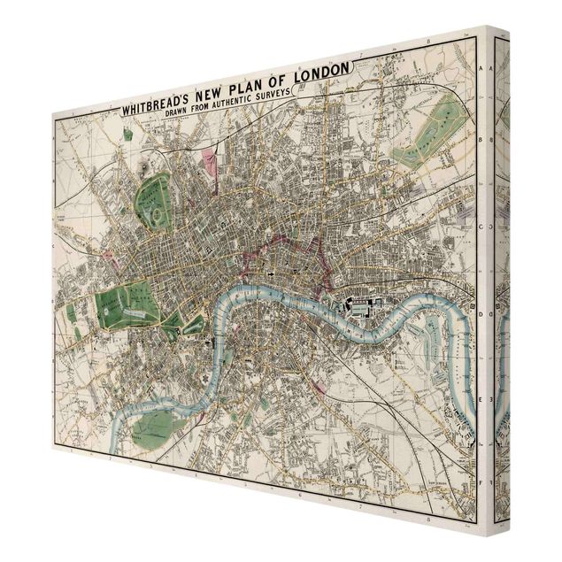 Leinwandbild Weltkarte Vintage Stadtplan London