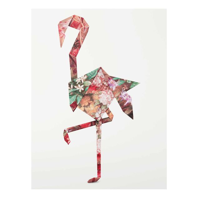 Wandbilder Rosa Origami Flamingo
