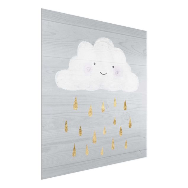Wandbilder Grau Wolke mit goldenen Regentropfen