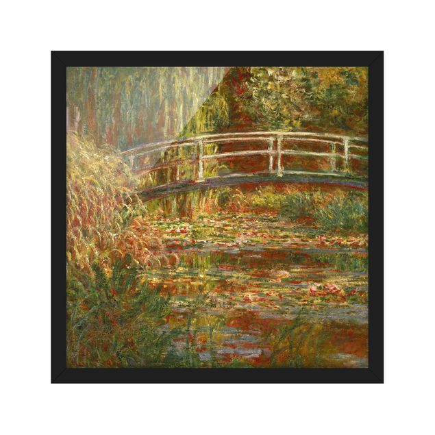 Wandbilder Bäume Claude Monet - Seerosenteich und japanische Brücke (Harmonie in rosa)