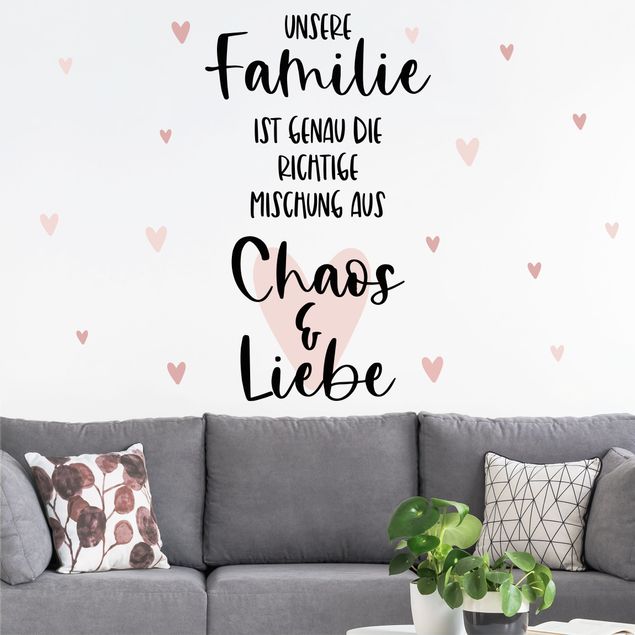 Wanddeko Küche Familie, Liebe & Chaos Herzen
