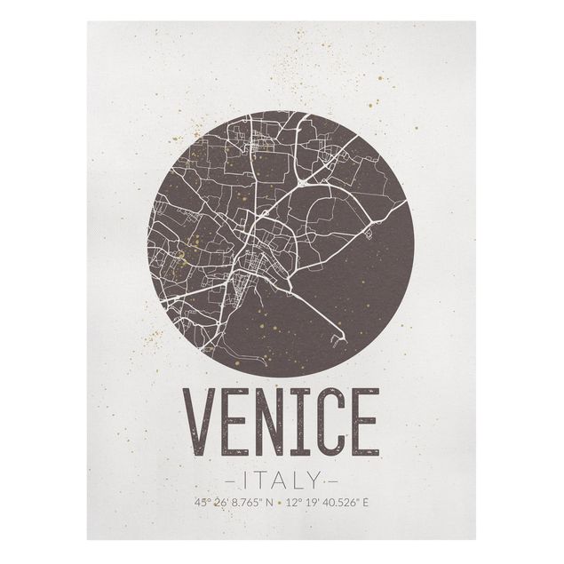 Wandbilder Weltkarten Stadtplan Venice - Retro