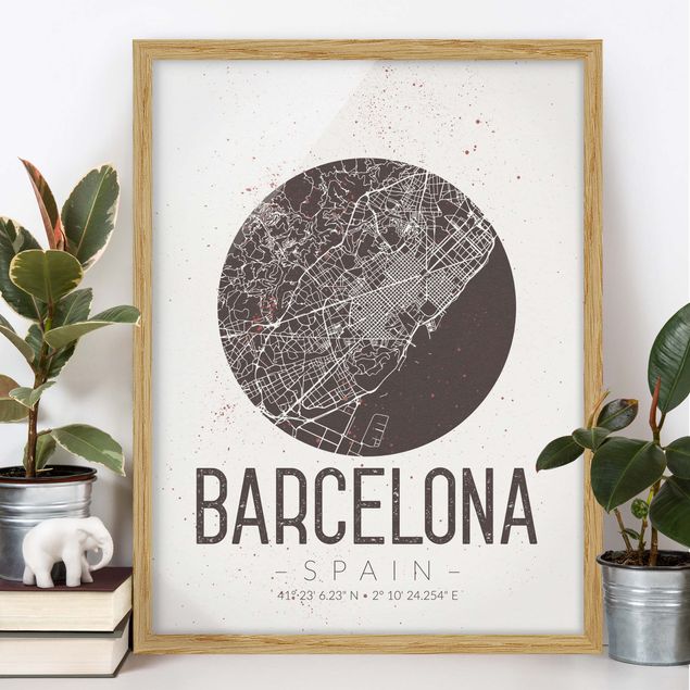 Küche Dekoration Stadtplan Barcelona - Retro