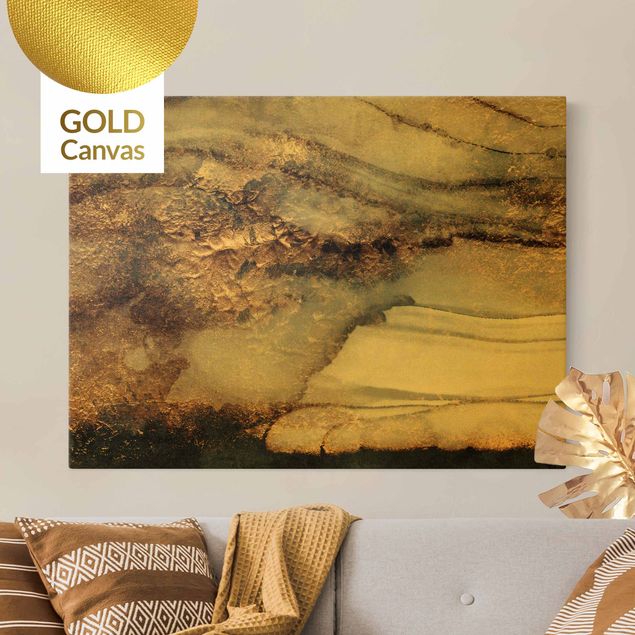Leinwandbilder Muster Goldener Marmor gemalt