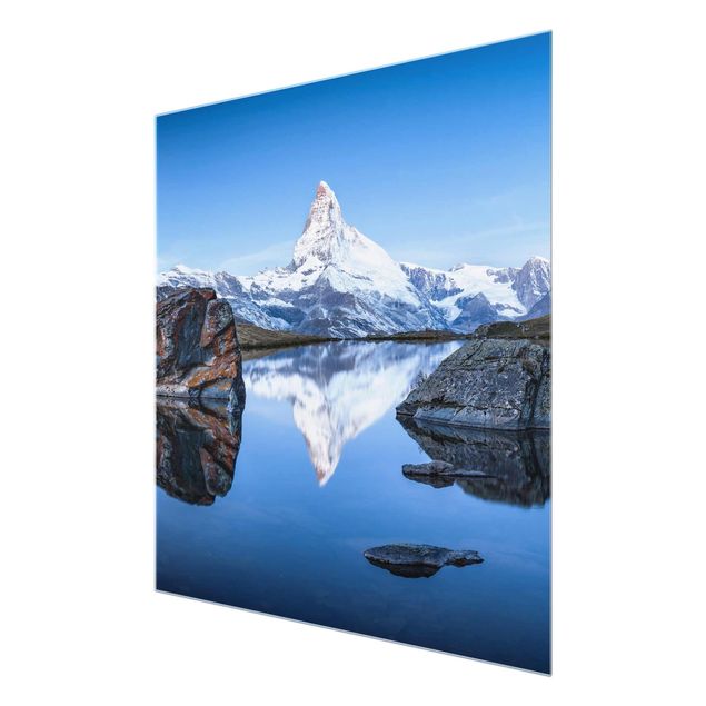 Glasbilder Natur Stellisee vor dem Matterhorn