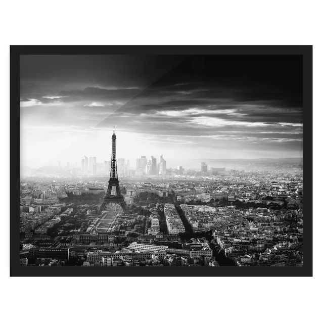 Wandbilder Architektur & Skyline Der Eiffelturm von Oben schwarz-weiß