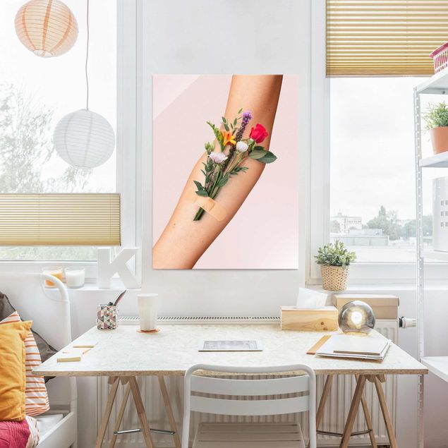 Glasbilder Blumen Motive Arm mit Blumen