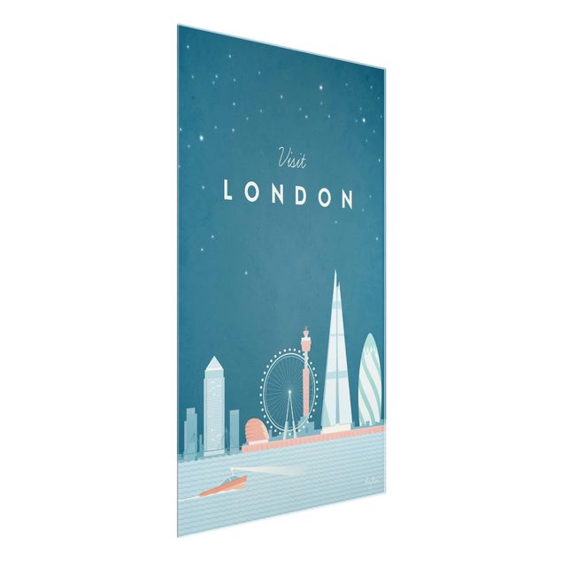 Glasbild Skyline Reiseposter - London