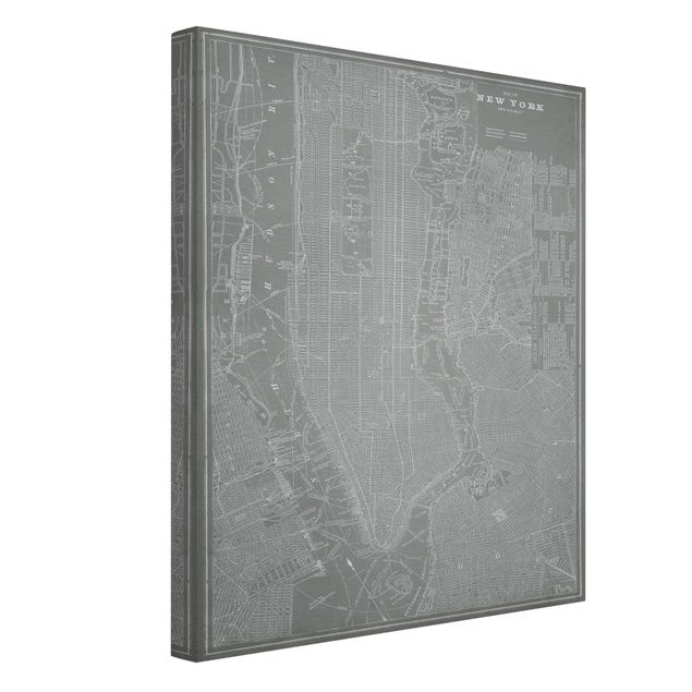 Skyline Leinwand Vintage Stadtplan New York Manhattan