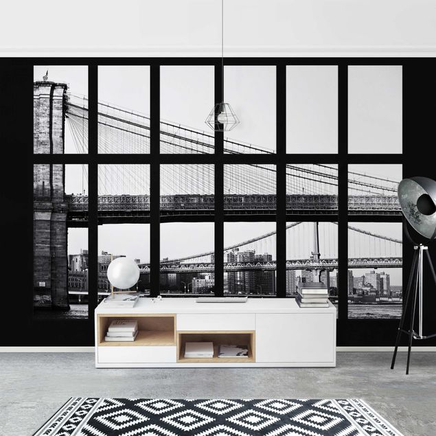Wanddeko Küche Fenster Brücken New York