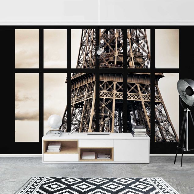 3D Fototapete Fenster Eiffelturm Paris