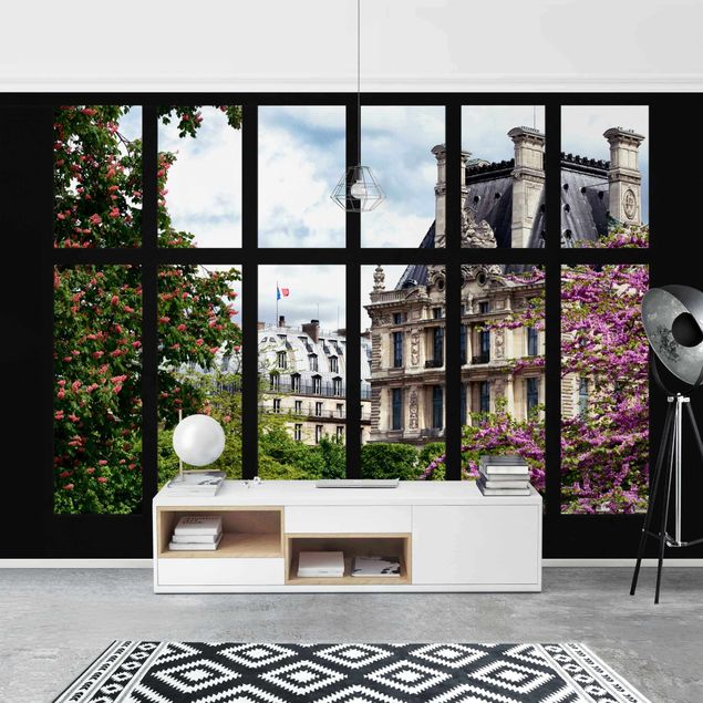 3D Tapete Fenster Frühling II Paris