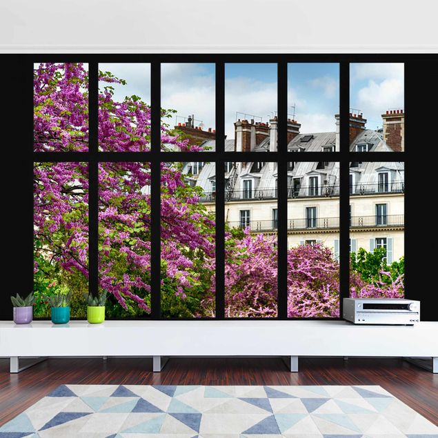 moderne Fototapete Fenster Frühling Paris