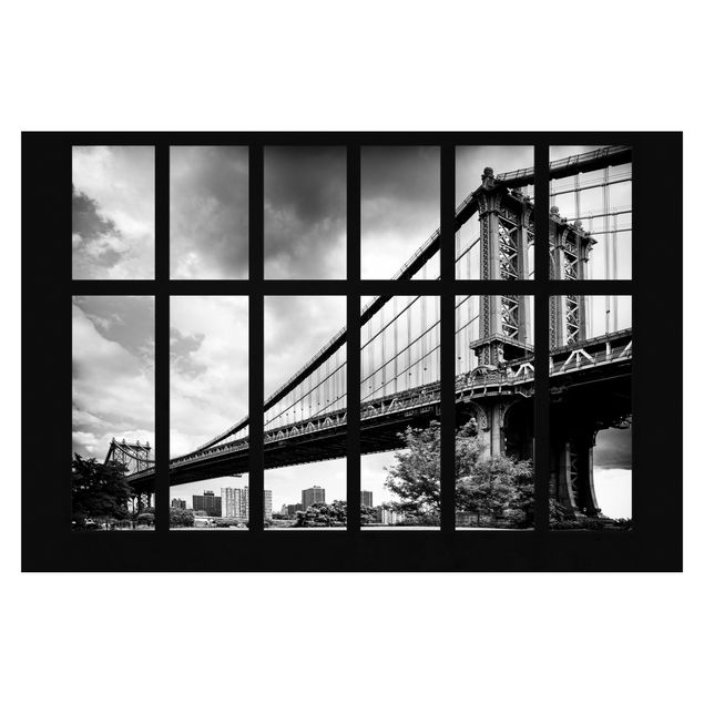 Fototapete Fenster Manhattan Brücke NY