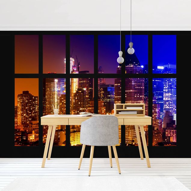 3D Tapete Fenster Manhattan Sonnenaufgang