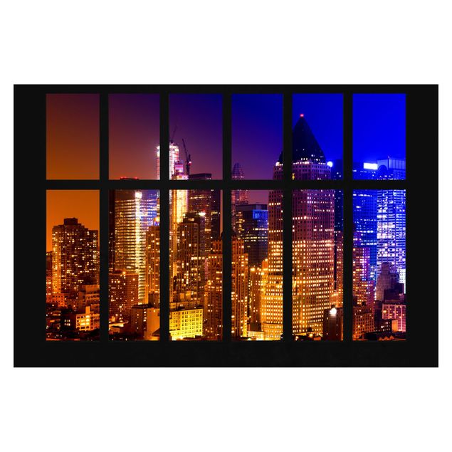 Fototapete Skyline Fenster Manhattan Sonnenaufgang