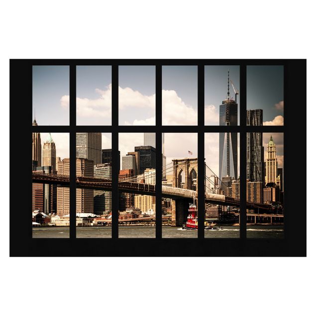Fototapete Fenster New York Brooklyn Bridge