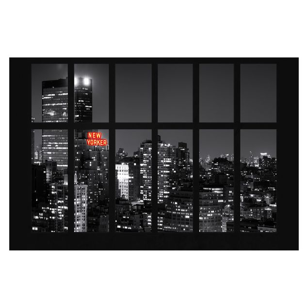 Fototapete kaufen Fenster New York Nacht Skyline
