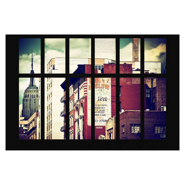 Foto Tapete Fensterblick auf New York Gebäude Vintage