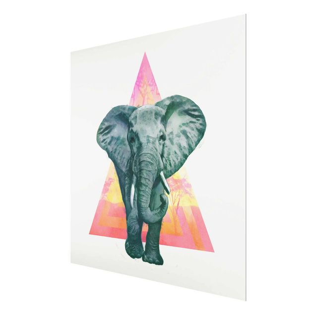Wandbilder Modern Illustration Elefant vor Dreieck Malerei
