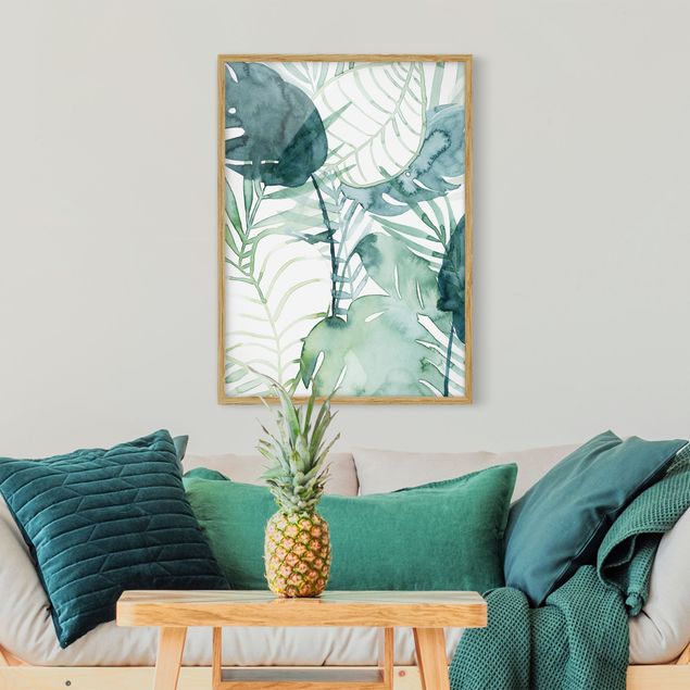 Blumenbilder mit Rahmen Palmwedel in Wasserfarbe II
