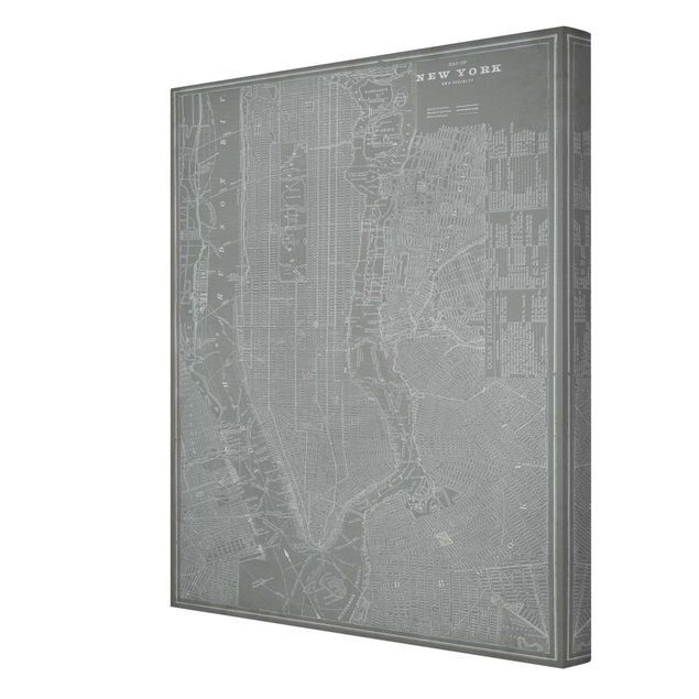 Leinwandbild Weltkarte Vintage Stadtplan New York Manhattan