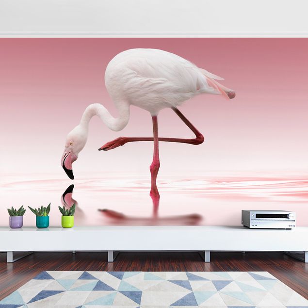 Vogel Tapete Flamingo Dance