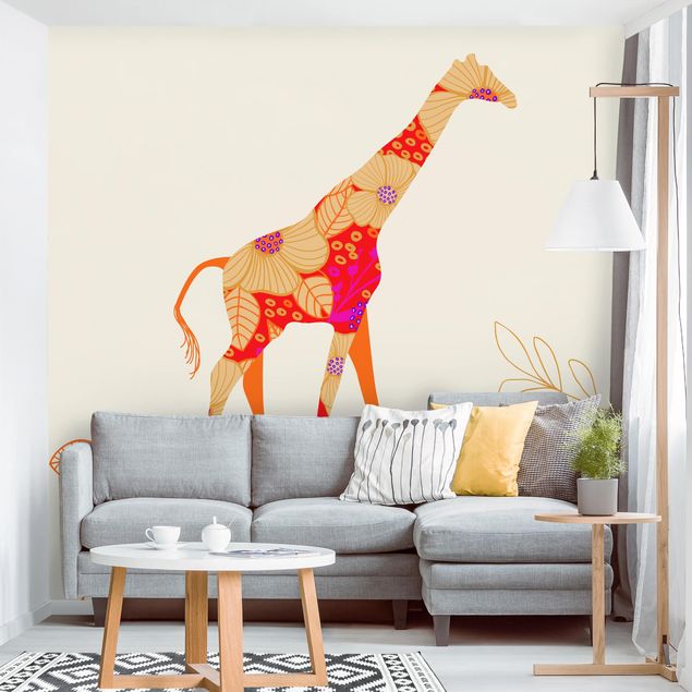 Fototapeten Giraffen Floral Giraffe