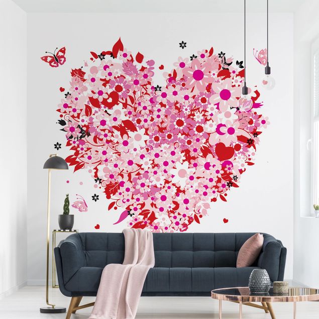 Wanddeko Küche Floral Retro Heart