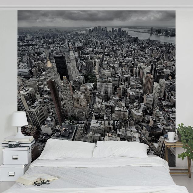 Tapete Schwarz-Weiß Blick über Manhattan