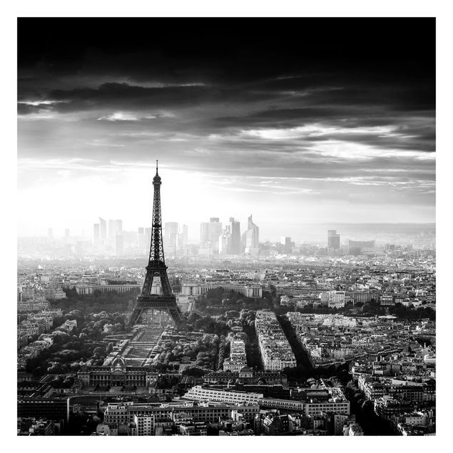 Fototapete kaufen Der Eiffelturm von Oben Schwarz-weiß