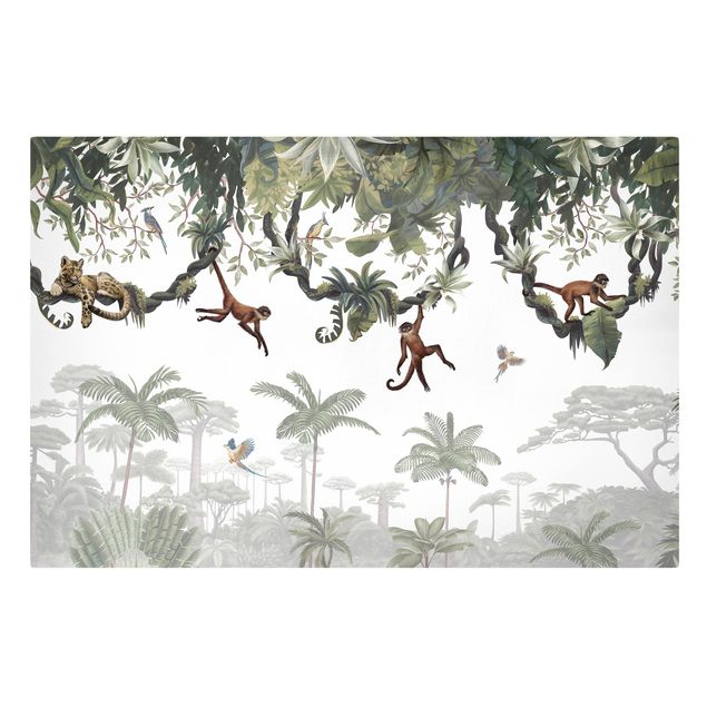 Wandbilder Landschaften Freche Affen in tropischen Kronen