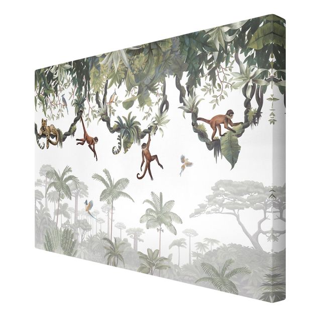 Wandbilder Dschungel Freche Affen in tropischen Kronen