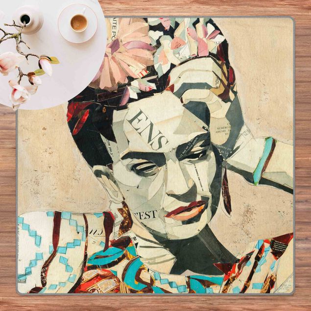 Teppich creme Frida Kahlo - Collage No.1