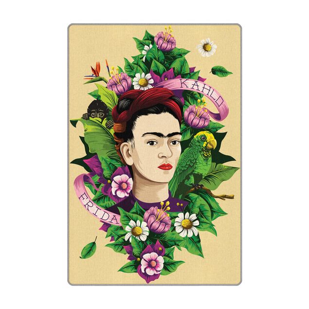 Frida Kahlo Wandbild Frida Kahlo - Frida,Äffchen und Papagei