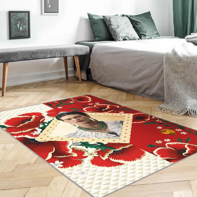 Gewebter Teppich Frida Kahlo - Mohnblüten