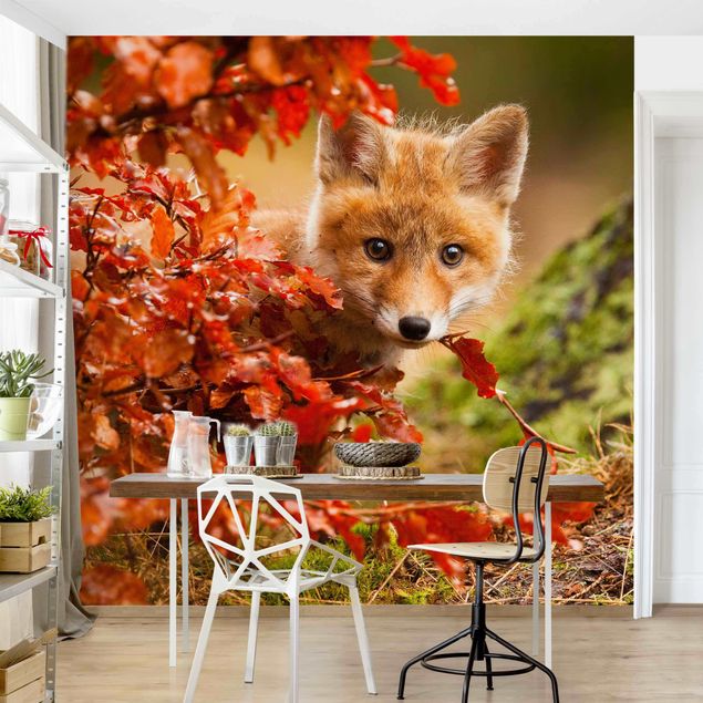 Wanddeko Küche Fuchs im Herbst