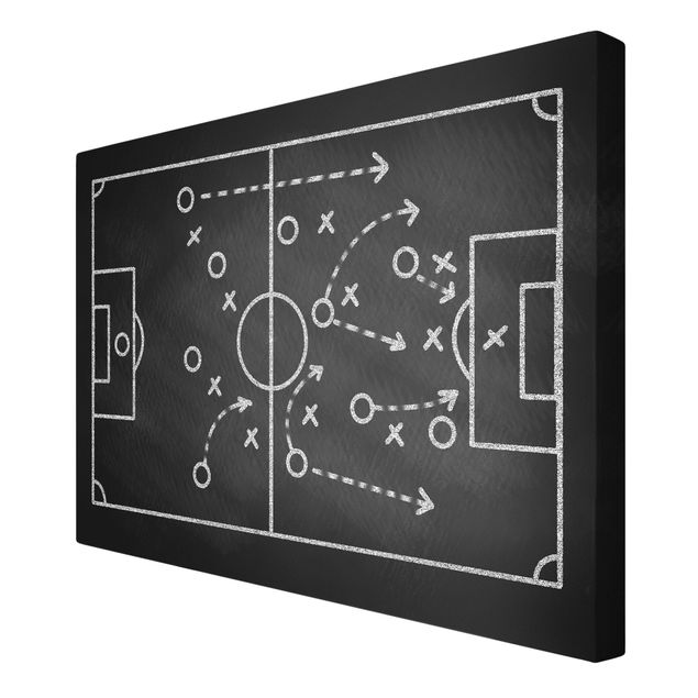 Wandbilder Schwarz-Weiß Fußballstrategie auf Tafel