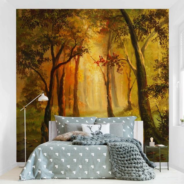Fototapete Wald Gemälde einer Waldlichtung