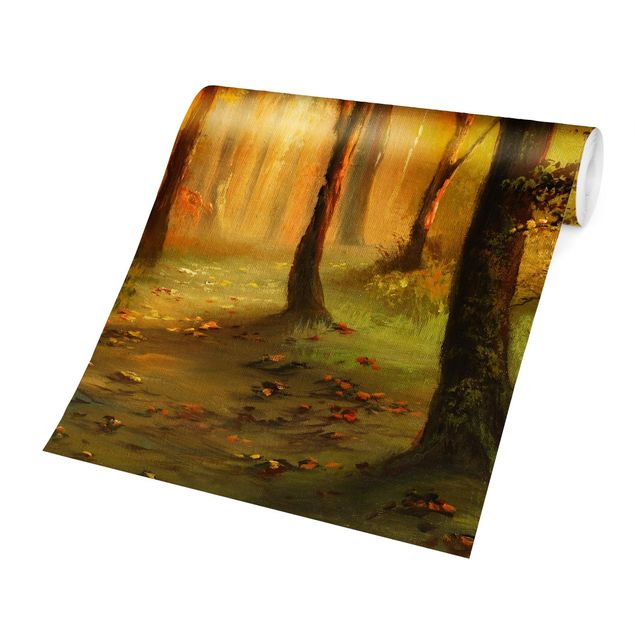 Fototapete gruen Gemälde einer Waldlichtung