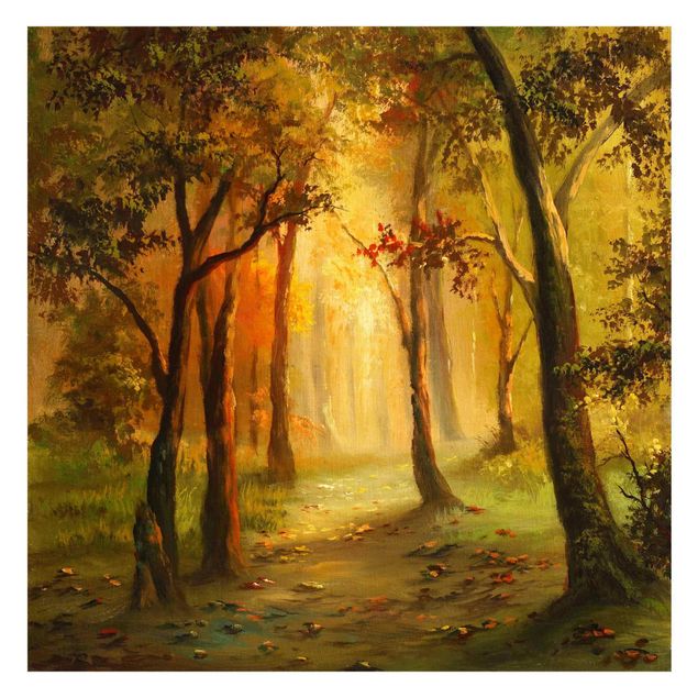 Fototapete Gemälde einer Waldlichtung
