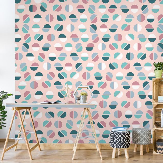 Küche Dekoration Geometrisches Muster Halbkreise in Pastell