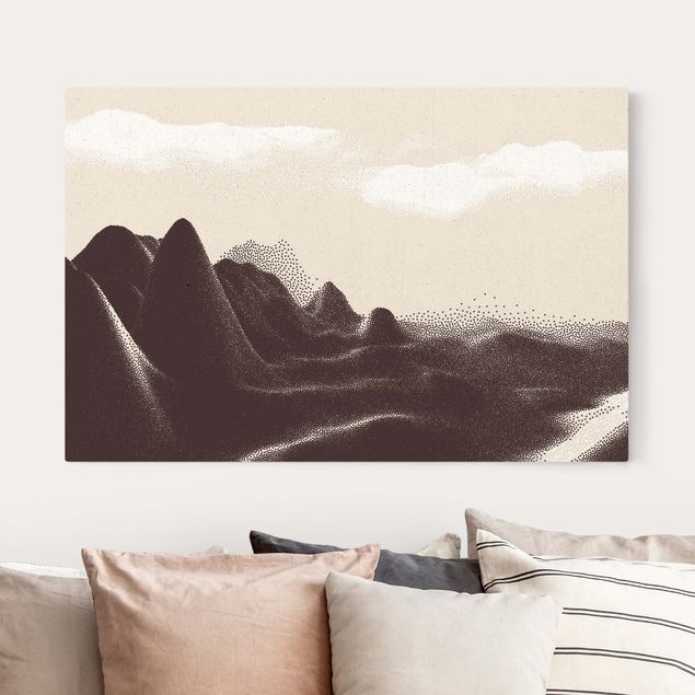 Wandbilder Berge Gepunktete Landschaft mit Fluss